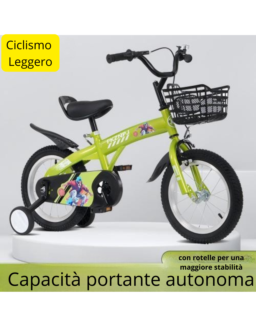 Bicicletta per Bambini con Rotelle e Cestino