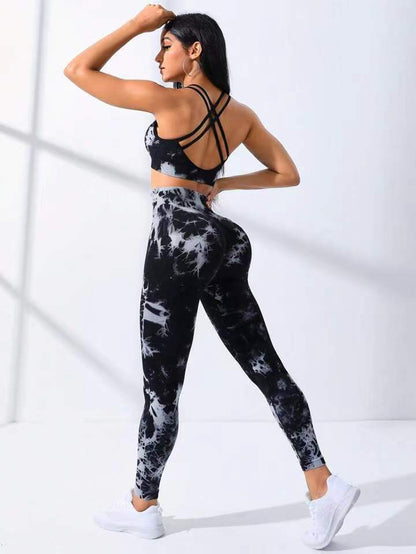 Completo Sportivo Tie-Dye Compreso Di Leggings e Top