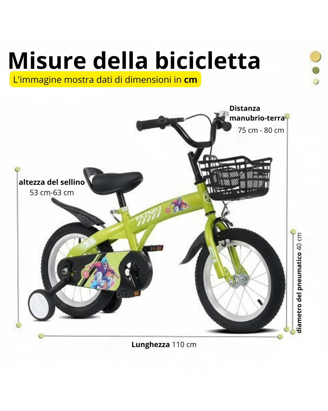 Bicicletta per Bambini con Rotelle e Cestino