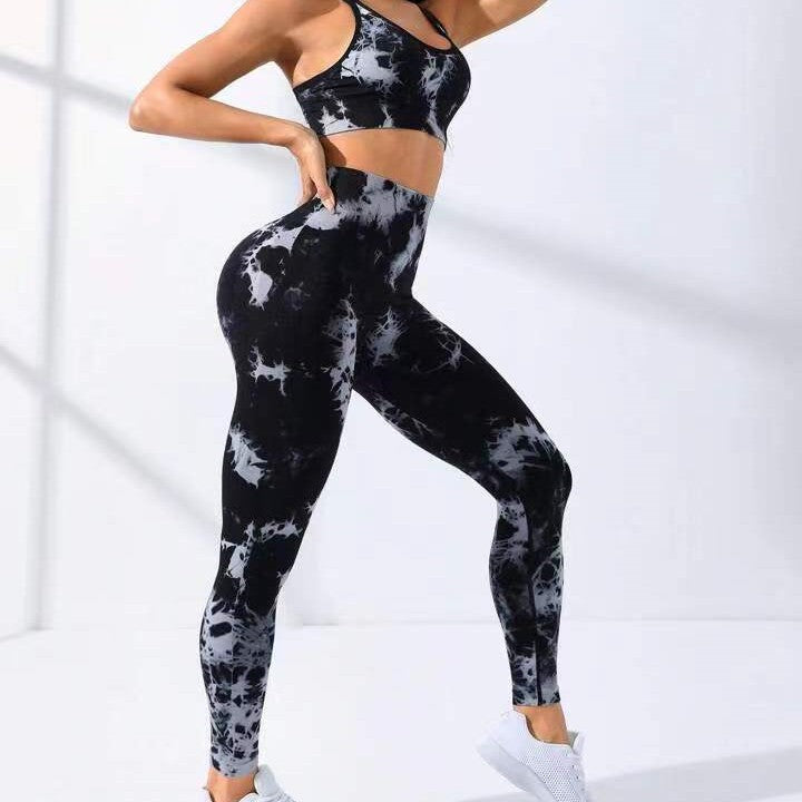 Completo Sportivo Tie-Dye Compreso Di Leggings e Top