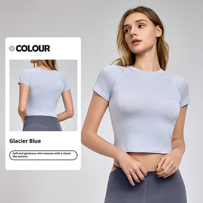 Top Sportivo Crop Nero Maniche Corte