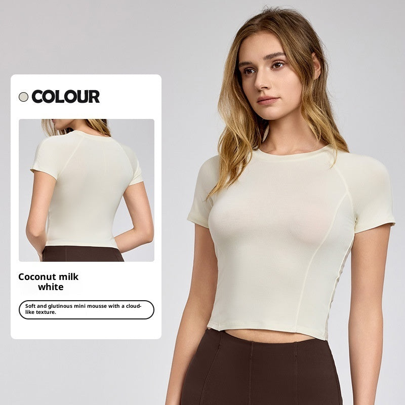 Top Sportivo Crop Nero Maniche Corte