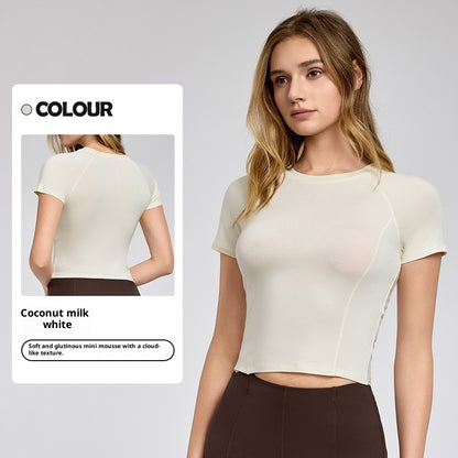 Top Sportivo Crop Nero Maniche Corte