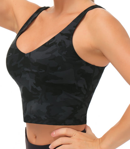 Top Sportivo Crop Camouflage Nero