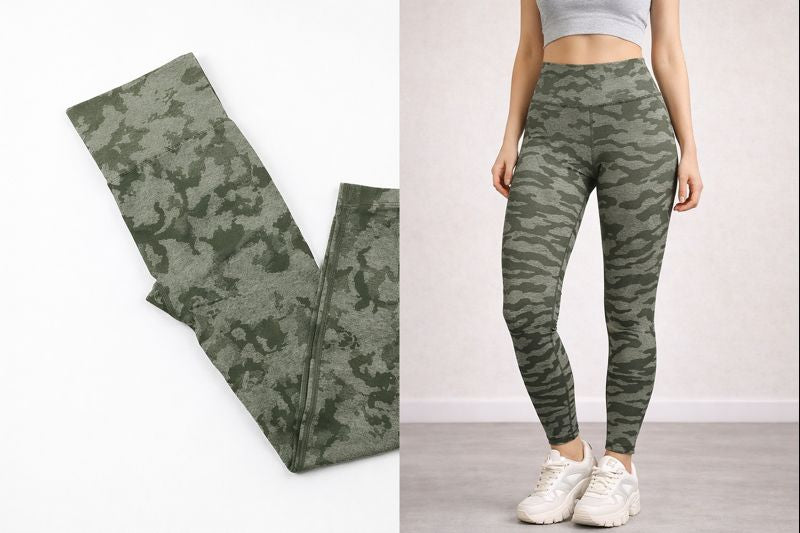 Leggins Per La Circolazione Mimetico a Vita Alta