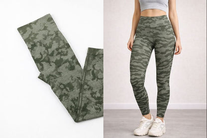 Leggins Per La Circolazione Mimetico a Vita Alta