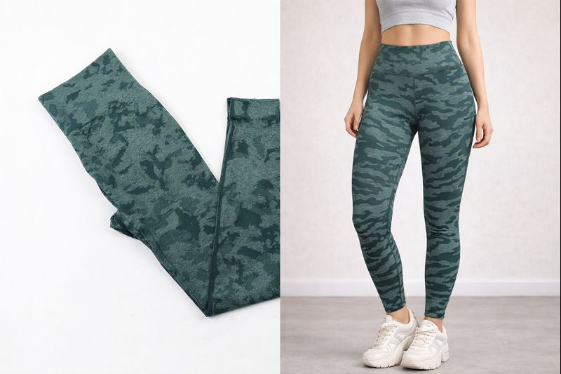 Leggins Per La Circolazione Mimetico a Vita Alta