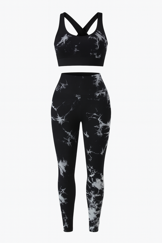 Completo Sportivo Tie-Dye Compreso Di Leggings e Top