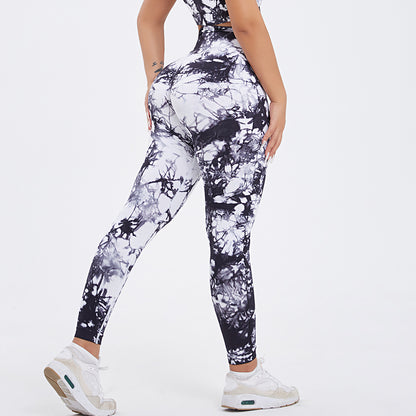 Completo Sportivo Tie-Dye Monospalla Leggings e Pantaloncini