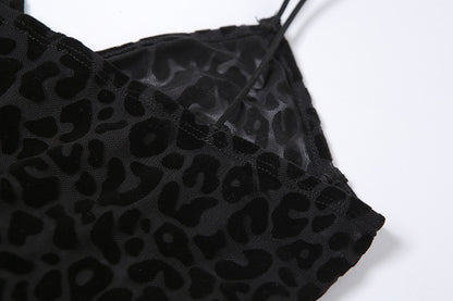 Tuta Jumpsuit Leopardata Trasparente con Spalline Sottili